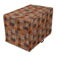 thumbnail image 1 of Geometric Dog Crate Cover, Grunge Checkered and Striped Quilt Pattern Mottled Digital New Retro Design, Easy to Use Pet Kennel Cover for Dogs, 35" x 23" x 27", Caramel Orange, by Ambesonne, 1 of 6