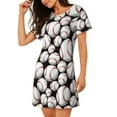 thumbnail image 2 of Vsdgher Motif Baseball Mignon Chemise de Nuit à Manches Courtes Col Rond Robe de Nuit Confortable à Volants, 2 of 6