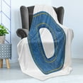 thumbnail image 4 of Letter D Soft Flannel Fleece Blanket, Retro Fashion Vibes Inspired Typography Design with Capital D Language Alphabet, Cozy Plush for Indoor and Outdoor Use, 50" x 70", Blue Yellow, by Ambesonne, 4 of 5