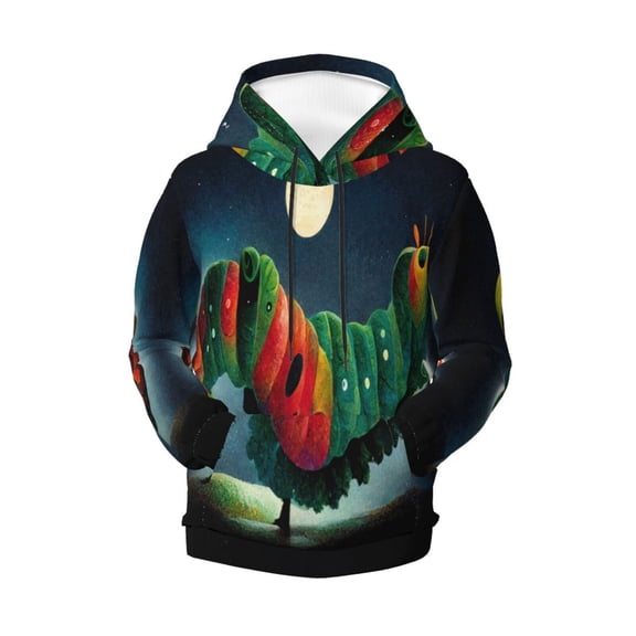 Boys Girls Hungry Caterpilla Pullover Hoodies 3D Print Novelty Colorful Kids Hoodie Sweatshirts with Pocket