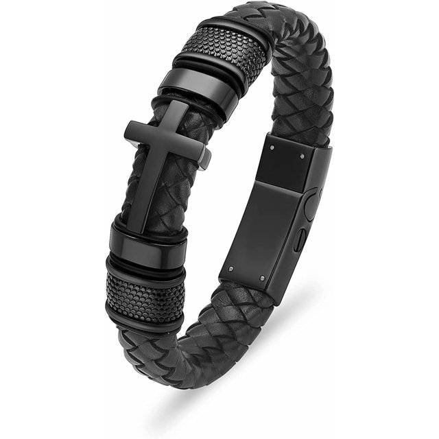 Stainless Steel Braided Leather Bracelet Memorial Funeral Urns Bracelet For Cremation Ashes Keepsake Jewelry With 1cm Extension Clasp