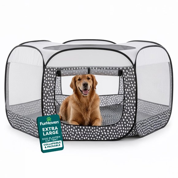 Corral portátil para mascotas FurHaven para perros y gatos X-Large gris