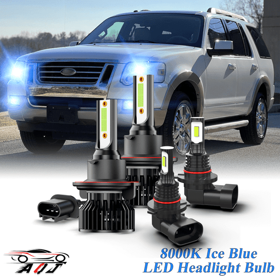 8000K Ice Blue LED Headlight Bulbs Foglights Combo Kit For Ford Explorer 2006-2010