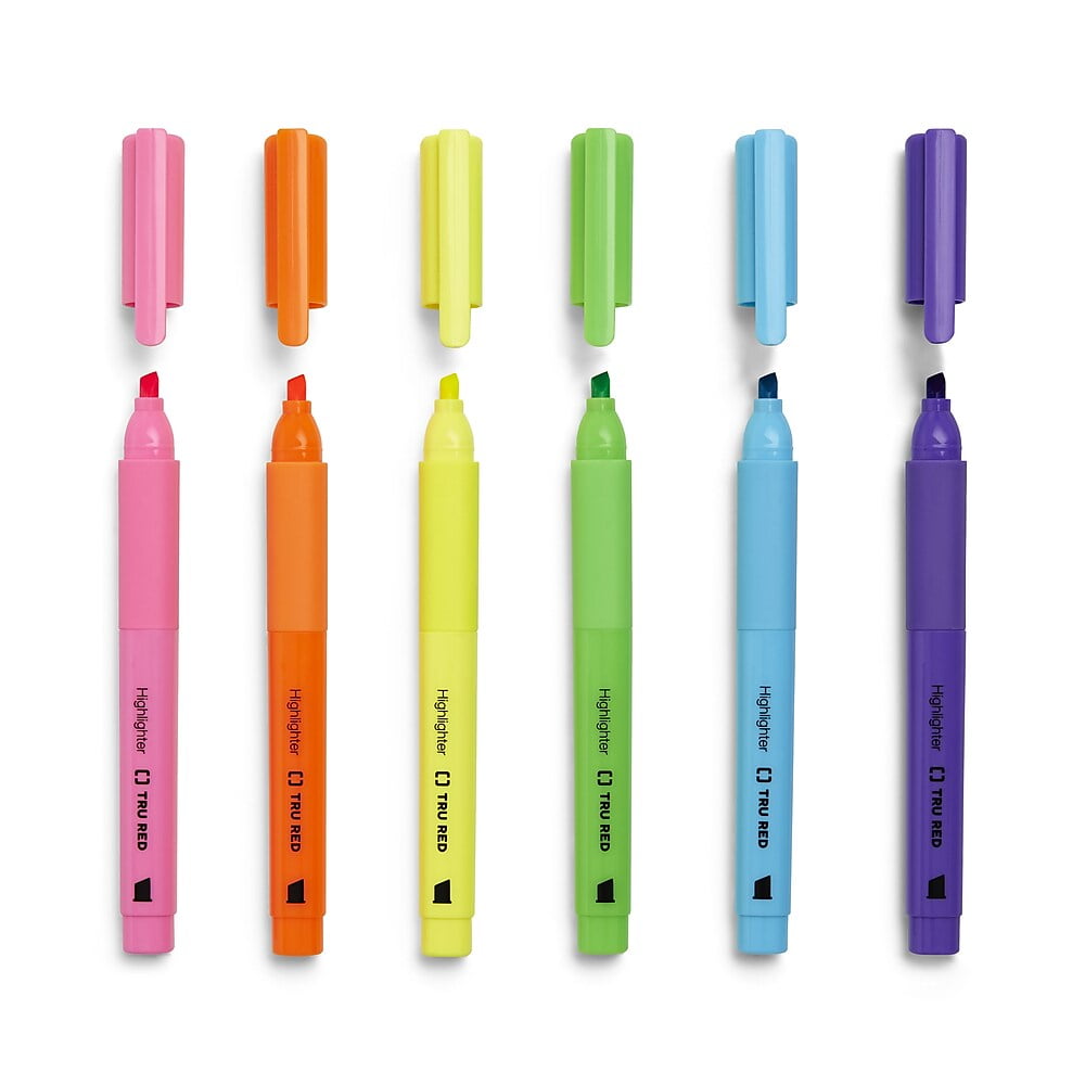 TRU RED Pocket Highlighter with Grip Chisel Tip Asst 12/Pack TR54586