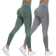 thumbnail image 2 of 2 Pcs High Waisted Mesh Yoga Pants for Women, Breathable Seamless Workout Leggings, Tummy Control Running Gym Tights with 4-Way Stretch for Gym, Yoga and Casual Wear-White, 2 of 9