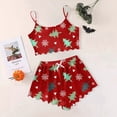 thumbnail image 2 of YuYuBao Womens Pajamas Sets Cartoon Christmas Tree Print Lace Trim Cami Tops + Shorts Pajamas Set Nightwear, 2 of 4