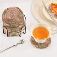thumbnail image 6 of 6 Pcs Drink Coasters with Holder 3.94in Woven Coasters for Drinks Flamingos in Tropical Garden Coaster Set for Protection Table, 6 of 7