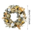 thumbnail image 3 of Christmas Wreath for Front Door with Christmas Balls & Ribbon, Wreath Home Atmosphere Window Display Pendant Wreath Gold with Light Fall Wreaths for Front Door Christmas Decor, 30 Cm/11.81inch, 3 of 6