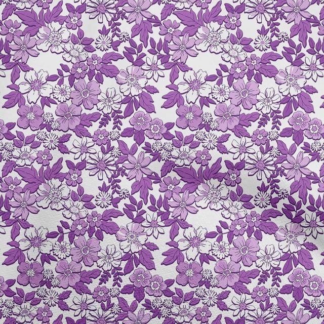 oneOone Velvet Purple Fabric Florals Sewing Craft Projects Fabric Prints By Yard 58 Inch Wide