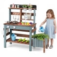 thumbnail image 1 of Gymax Outdoor Wooden Mud Kitchen Set Play Kitchen w/ Running Water Faucet Tank Brown & Blue, 1 of 10