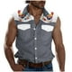 thumbnail image 1 of Camisas de Cuello para los Hombres de Moda Casual Imprimir Turndown Cuello sin Mangas Bolsillos Deportivos Tanque, Ligero Top de Verano, 1 of 5