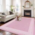 thumbnail image 3 of Rectangle Area Rugs 6 x 9 Ft, Pink Retro Greek Key Non-Slip Residential Carpet, Geometric Greece Ancient Rustic Indoor Crawling Mats Runner Rugs for Living Room/Dining Room/Bedroom, 3 of 8