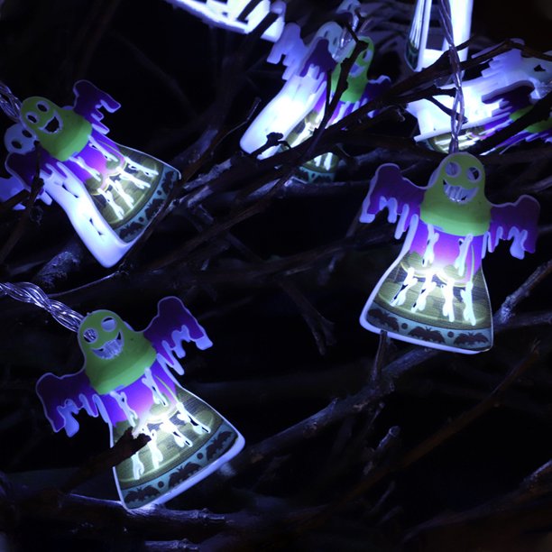 LED Halloween String Light Bats Skull Ghost Spider Shaped Hanging