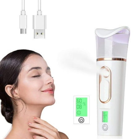 

Dosaele Nano Facial Mister with Skin Analyzer Moisture Tester Portable Mini Cool Face Mist Steamer with USB Handy Facial Sprayer for Eyelash Extensions Face Moisturizing Hydration Refreshing