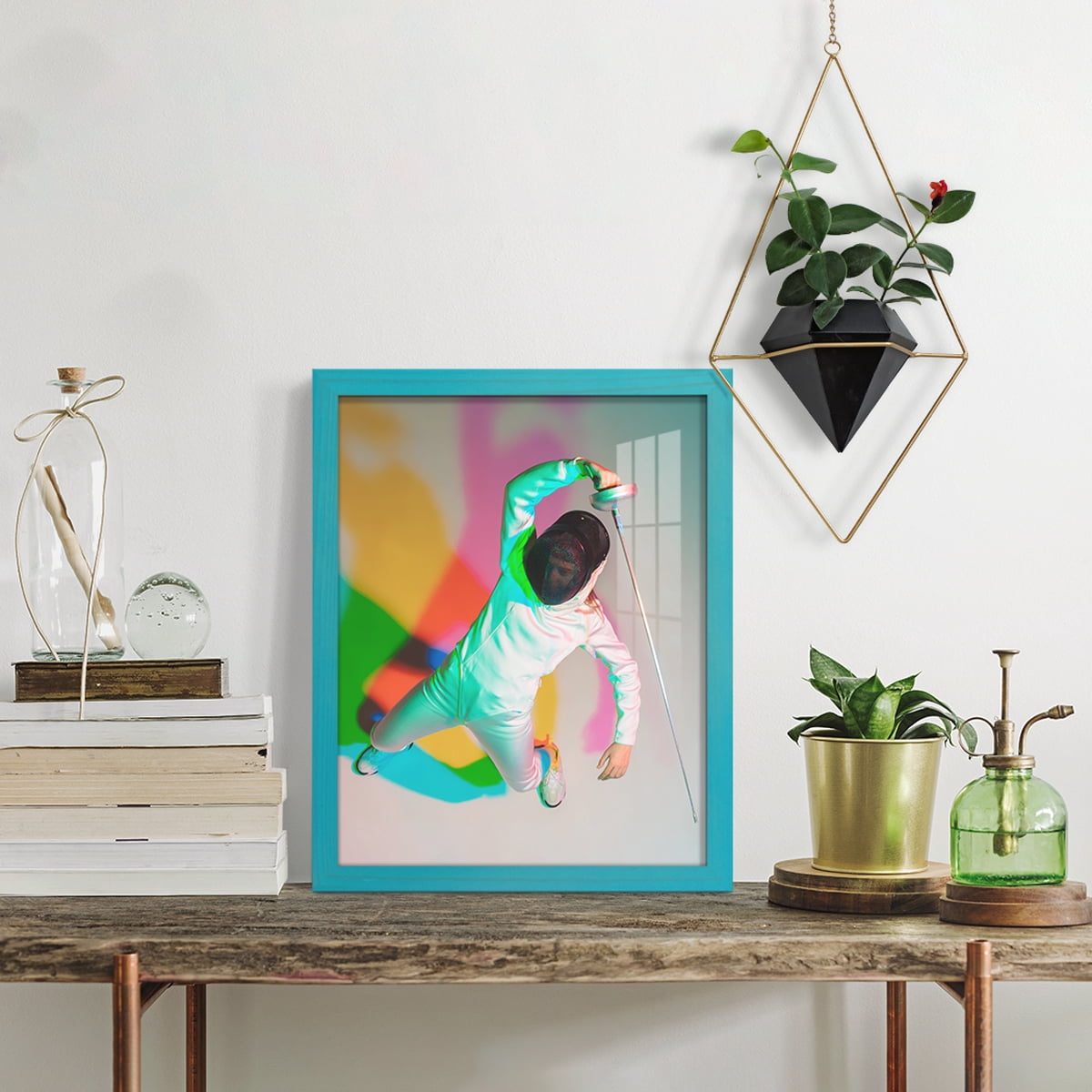 11x14 Wood Grain Picture Frame - Cyan