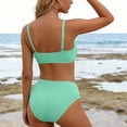 thumbnail image 4 of Gamivast Swimsuits for Women Bikini Sets 2 Pieces Push up Ribbed Ruffle Trim Tie Front Top High Waisted Bottom Tummy Control Swimwear Beach Vacation, 4 of 7
