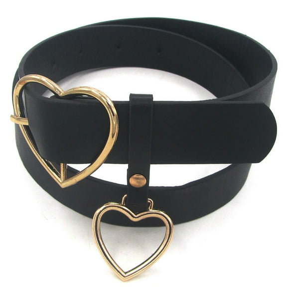 Eosunjian Fashion Women Faux Leather Heart Accessory Adjustable Buckle Belt Waistband White