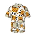 thumbnail image 3 of Bixox Men's Hawaiian Shirts Men's Giraffes Head ,Cartoon Giraffes Print Short-Sleeve Shirt-X-Large, 3 of 8