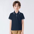 thumbnail image 2 of Boys Short Sleeve Polo Shirt Kids Plain School Uniform Polo Shirt for Boys and Girls,Color:Navy,9-10 Years, 2 of 6