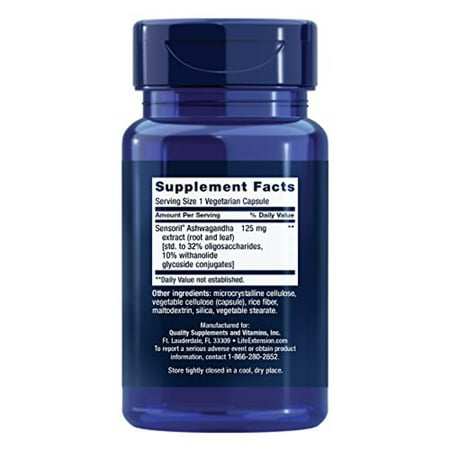 Life Extension - Optimized Ashwagandha Extract - Sensoril - 60 Vegetarian Capsules