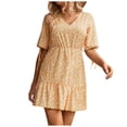 thumbnail image 1 of Robes d'Été pour Femmes Plage Aguichant Imprimé Manches Courtes Col en V Boho Mini Robes Décontractées d'Été pour Femmes, 1 of 7