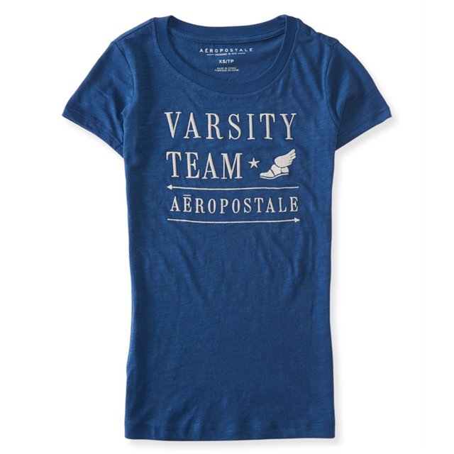 Camiseta adornada para mujer Aeropostale Varsity Team azul extragrande