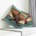 thumbnail image 4 of Throw Pillow Covers 18x18 Inch, Teal Brown Decorative Pillow Cases for Couch Sofa Bed, Country Texas Star Farmhouse Barn Door Wood Cotton Linen Square Home Decor Pillowcases with Hidden Zipper, 4 of 7