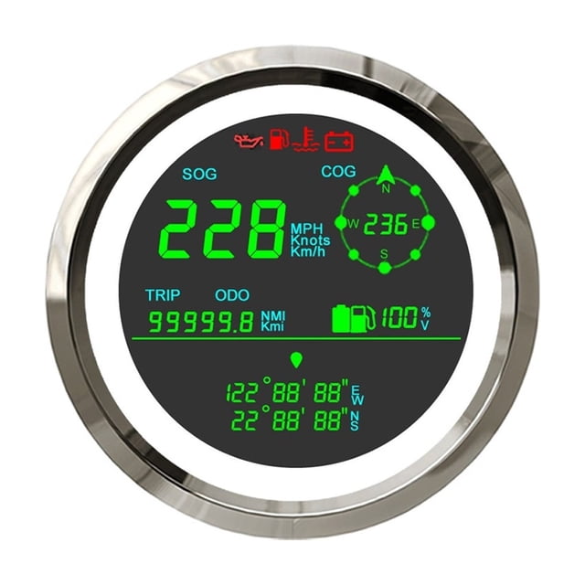 Digital 85mm Multi-function GPS Speedometer 0-299km/h MPH Knots ODO Direction Fuel Gauge Voltmeter For Car Motorcycle With Alarm