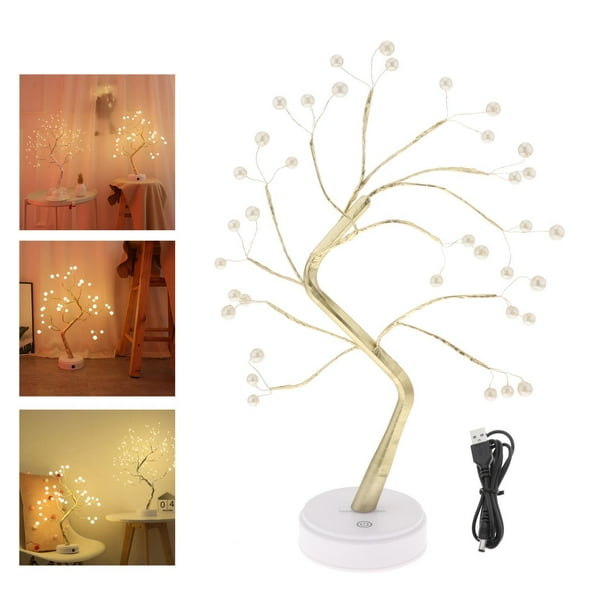 Árbol de Árbol de lámpara Árbol de Alambre de Cobre Luces de árbol, Lámpara de árbol de lámpara Artificial DIY Decoración para Hogar Boda Festival 36 piezas de luz Macarena Luz de árbol de mesa