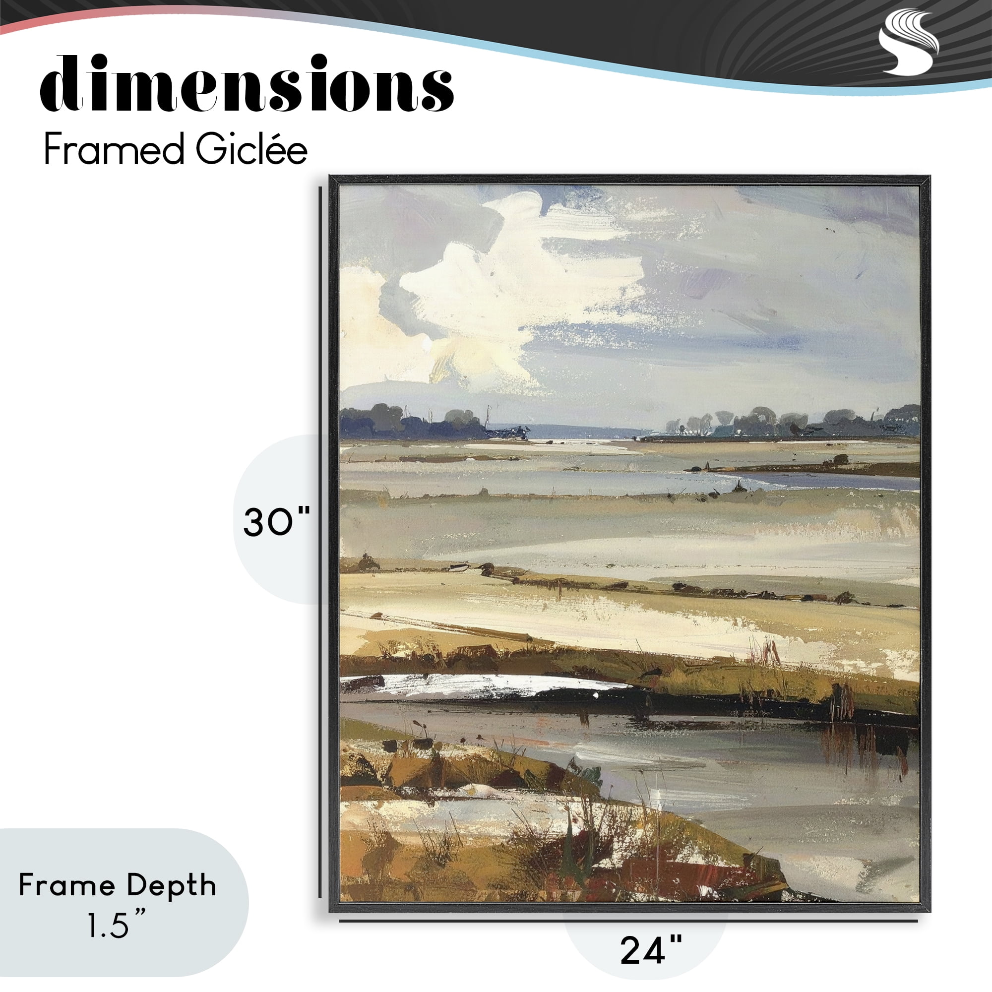 Stupell Industries Earthy Distant Horizon Black Framed Giclee Art, design by Alonza Saunders