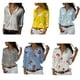 thumbnail image 2 of Qarigey Blusa de manga larga con solapa para mujer, blusa con patrón de solapa, estilo suelto, larga, para mujer Prendas para la parte del cuerpo flores blancas + rojas 2XL, 2 of 6
