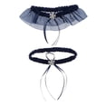 thumbnail image 1 of Liga De Pierna De Encaje Para Mujer Pierna Hecha Elástica Para Damas De Honor - Azul , unico Azul oscuro perfecl Liguero de encaje de novia, 1 of 8