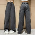 thumbnail image 4 of Zanarzt Baggy Jeans for Girls Girls' Pants Loose Straight Leg Pants Fashion Big Boy Wide Leg Pants Children's Jeans Black,10-11 Years, 4 of 6