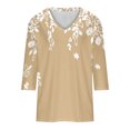 thumbnail image 4 of Jewelreauty Women Tunic Tops Elbow Length V Neck Floral/Plaid T-Shirts Summer Casual Basic Tee, 4 of 5