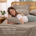 thumbnail image 5 of Bare Home Organic Jersey Sheet Set - 100% Organic Cotton - Deep Pocket - 3 Piece - Twin XL, Taupe, 5 of 10