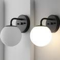 thumbnail image 4 of Jonathan Y 5.75" 1-Light Metal/Frosted Glass Contemporary LED Vanity Light, Black, 4 of 7