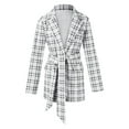 thumbnail image 2 of Akiihool Womens Winter Coats Women's Plaid Jacket Casual Button Notch Double- Lapel Jacket Outwear (Grey,L), 2 of 5