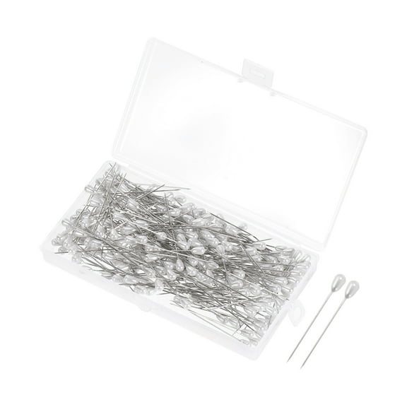 Uxcell Teardrop Pearl Head Pins, Corsage Pins 1.8" Sewing Straight Pin, White, 300Pack