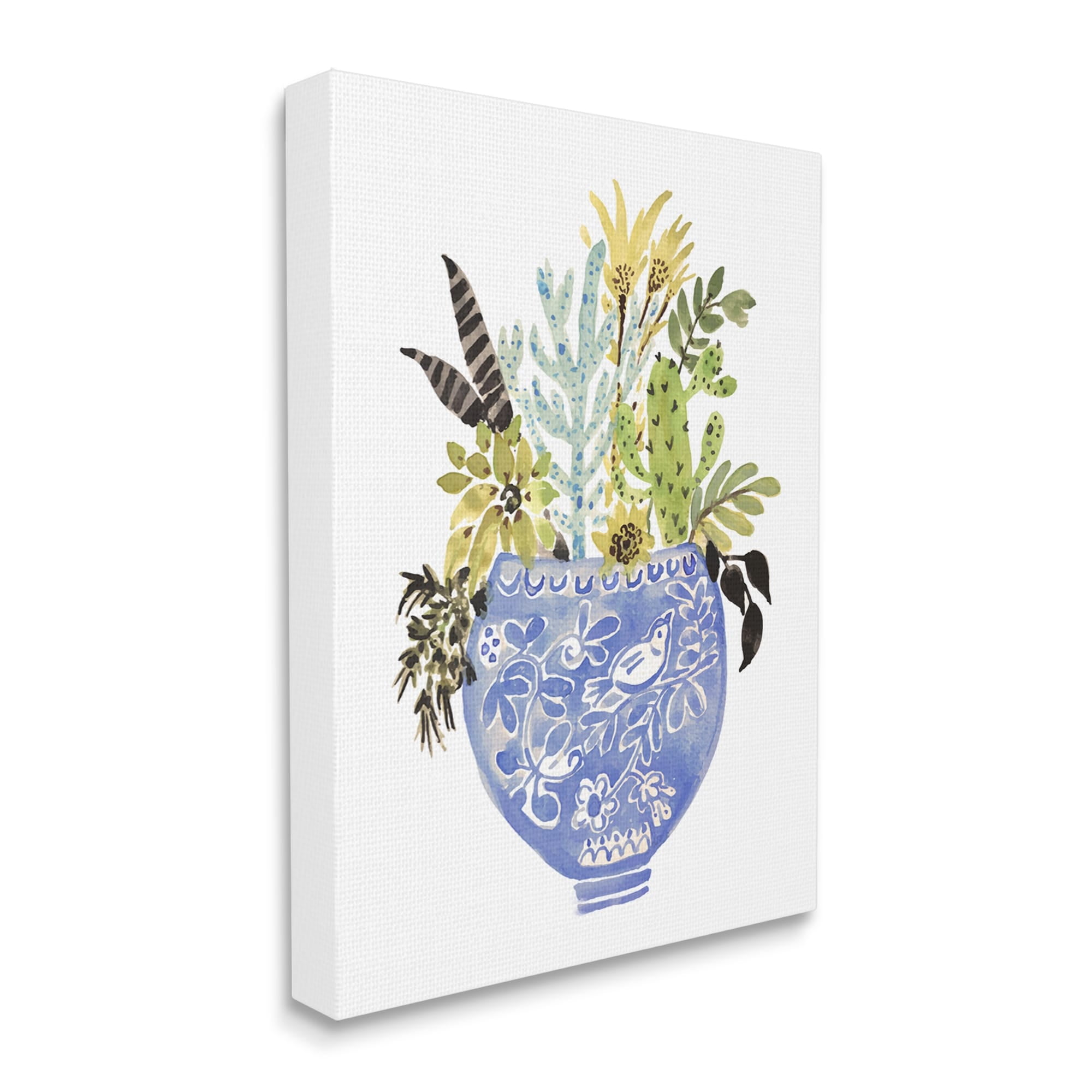Stupell Whimsical Botanicals Ornate Planter Botanical & Floral Painting Gallery Wrapped Canvas Print Wall Art