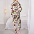 thumbnail image 3 of Pajama Sets for Women 2 Pcs, Transport Button Down Long Sleeve Sleepwear Lounge PJ Sets, 3 of 6