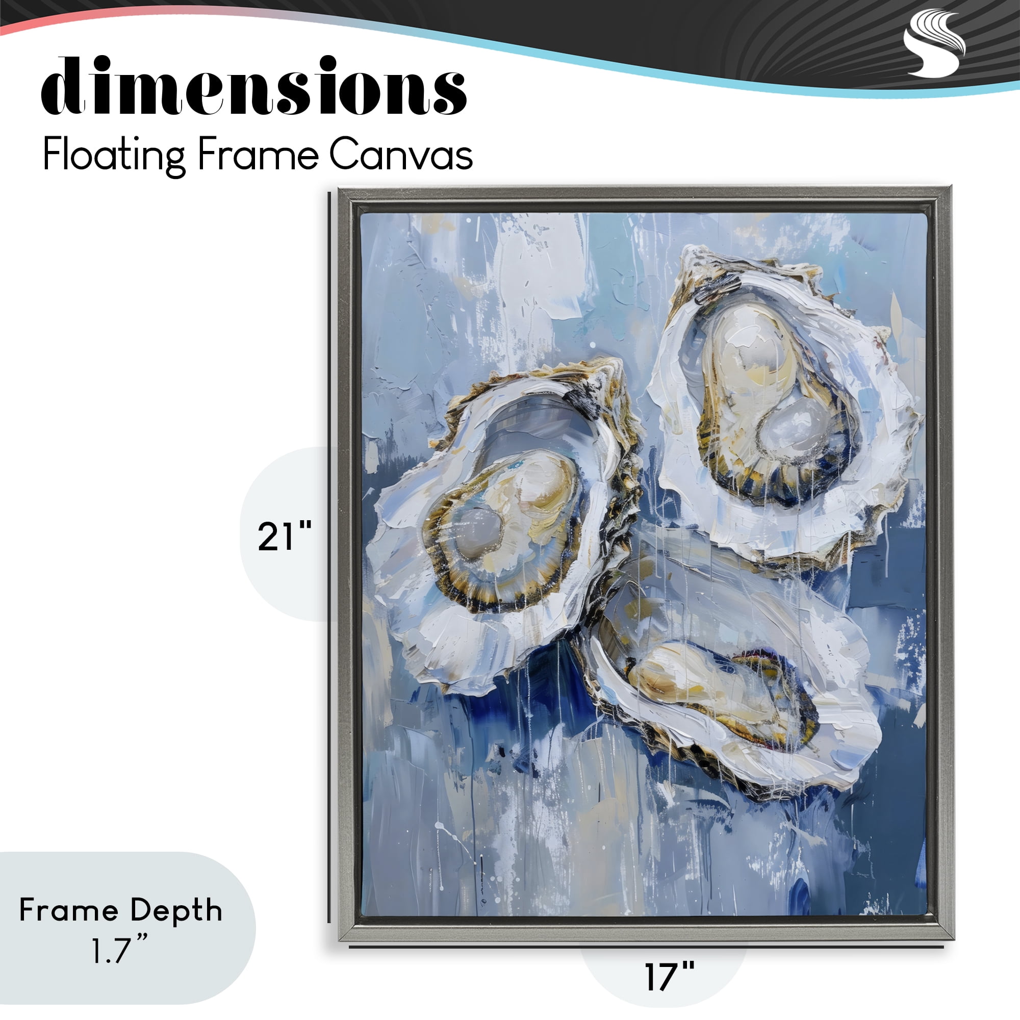 Stupell Industries Vibrant Blue Oysters Gray Framed Floater Canvas Wall Art, design by Creative Studio