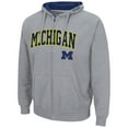 thumbnail image 2 of Men's Colosseum Heathered Gray Michigan Wolverines Arch & Logo 3.0 Full-Zip Hoodie, 2 of 3