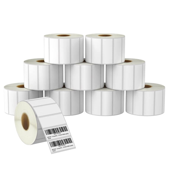2.5" x 1" (64 mm x 25 mm) Multipurpose & Barcode Labels Compatible with Zebra & Rollo Label Printer,Premium Adhesive & Perforated [10 Rolls, 13800 Labels]