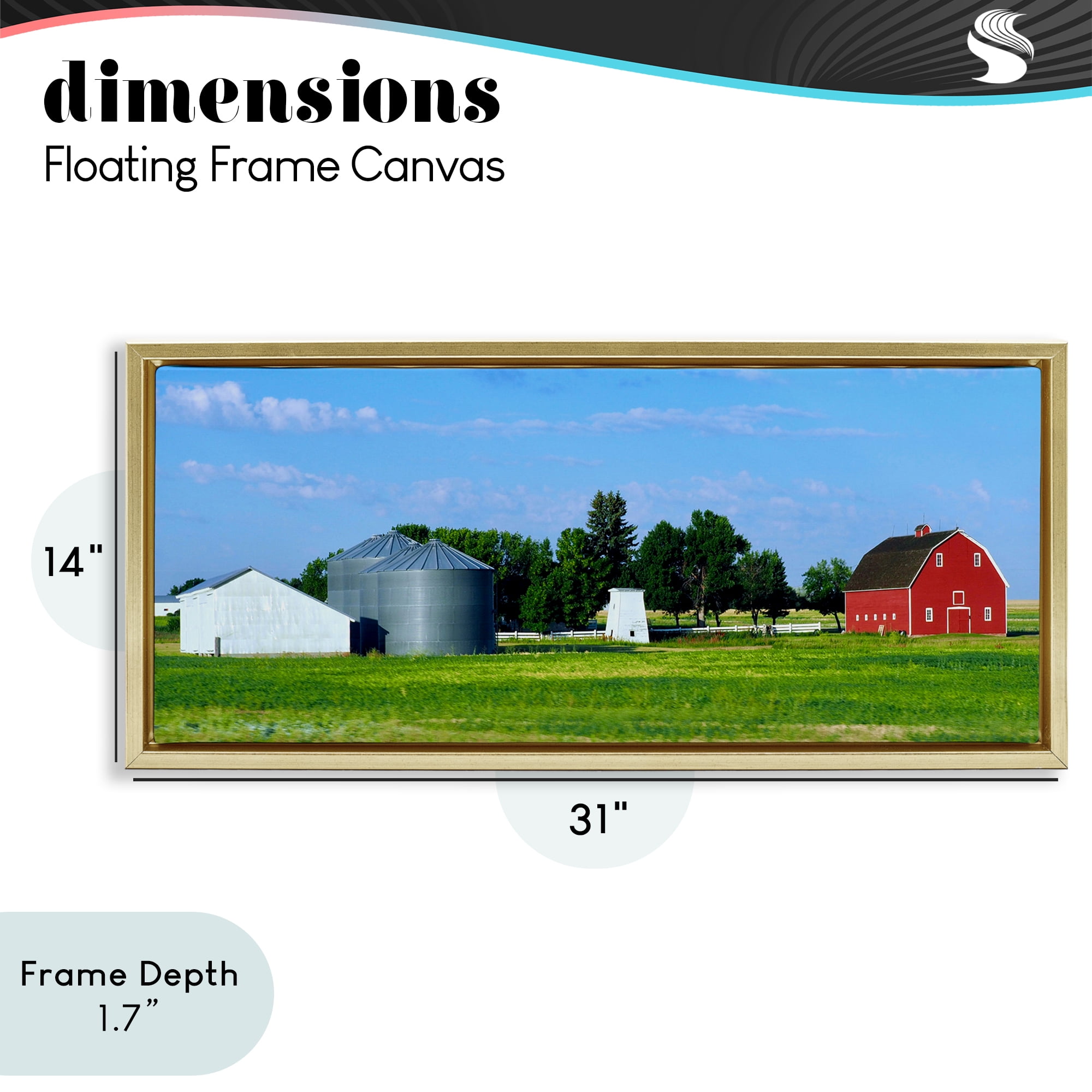 Stupell Industries Barn with Silo Gold Framed Floater Canvas Wall Art, design by Gail Peck