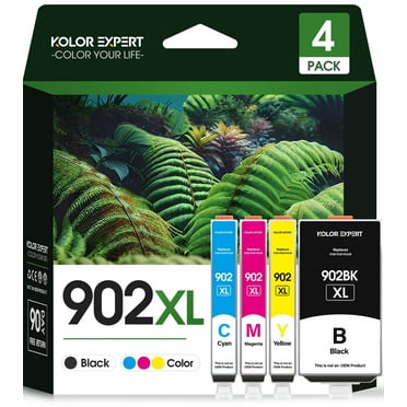 902XL Ink Cartridge compatible for HP 902 902XL Ink Cartridge, 4-Pack for Officejet 6978 6968 6962, Black/Cyan/Magenta/Yellow