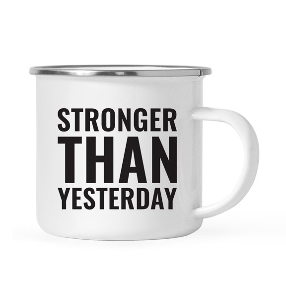 Koyal Wholesale Gym Workout Fitness Stainless Steel Campfire Coffee Mug with Gift Box, Stronger Than Yesterday, 1-Pack