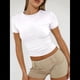 thumbnail image 4 of Camisetas Básicas de Verano para Mujer, Corta, Cuello Redondo, Corte Entallado, Bonitos Jerséis Cortos XS, 4 of 8