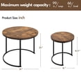 thumbnail image 4 of Nesting Coffee Table, Round Coffee Table for Living Room, Nesting Table with Wooden Tabletop and Sturdy Metal Frame, Stacking Living Room Table Nesting End Table Set of 2, Rustic Brown, 4 of 6