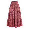 thumbnail image 5 of XIAOCHA Smocked High-Waisted Drawstring Floral Tiered Skirt for Women Flowy Casual Boho-Inspired Everyday Summer Midi Skirt, 5 of 5