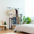 thumbnail image 2 of IRIS Extendable Double Rod Clothes Rack, Garment Rack, Clothing Rack w/Lockable Wheel, 2 of 7